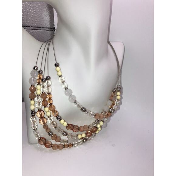 New York & Co Multicolored Multistrand Beaded Silver-Tone Wire 20.5" Necklace! - Picture 9 of 11